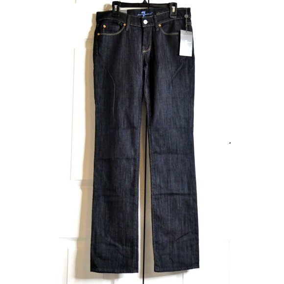NWT 7 For All Mankind Black Jeans Size 26 Womens Straight Leg Cotton Stretch - Picture 1 of 15